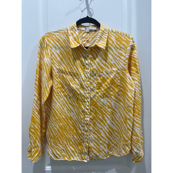 Boden Yellow Safari 100% Linen Button Down Shirt Sz 2P - Picture 2 of 8